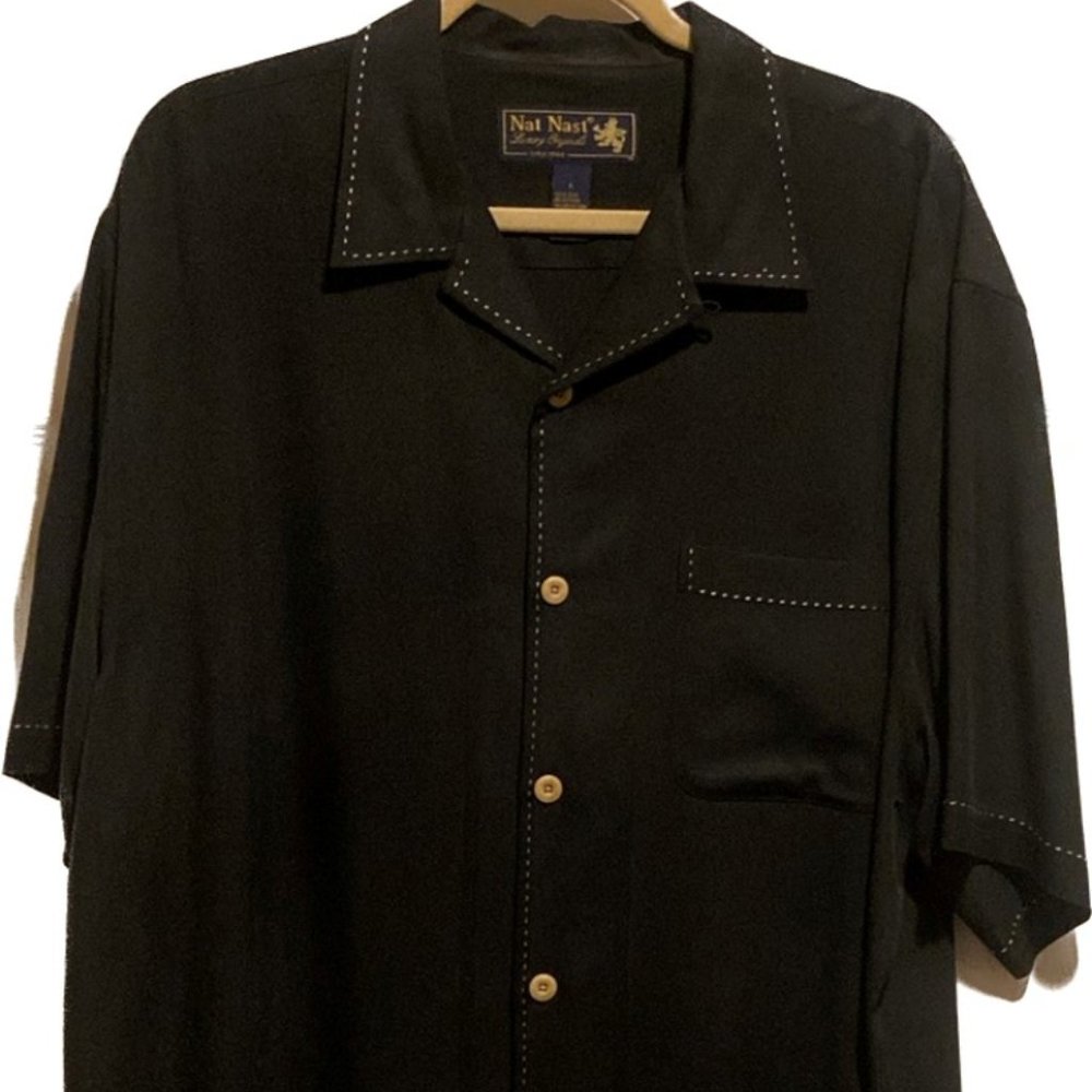 NAT NAST BLACK SILK MENS SHIRT